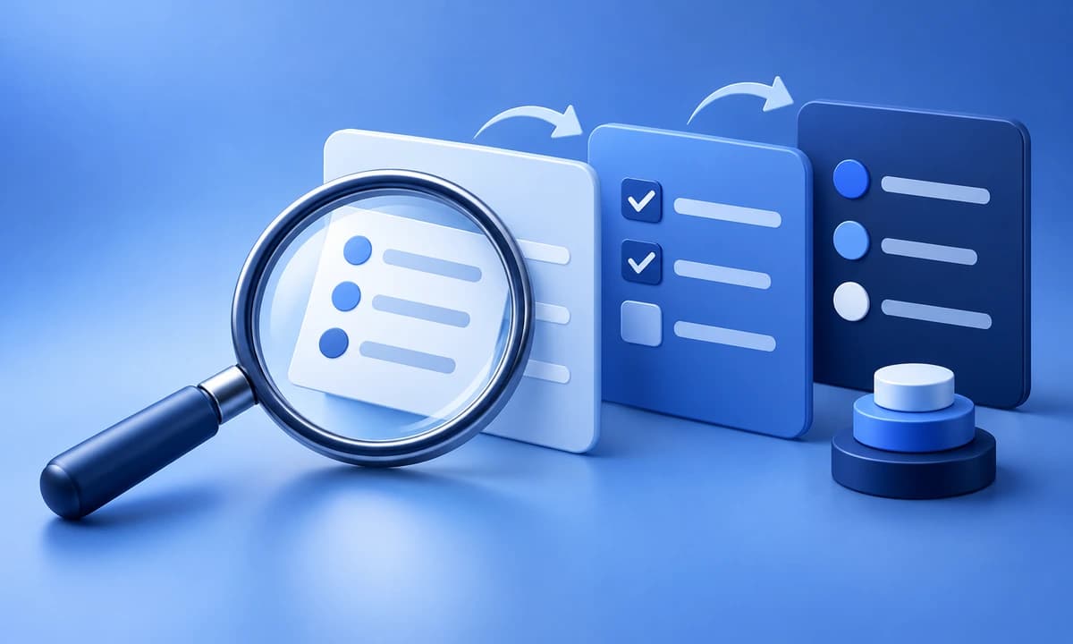 Tableau de priorisation des constats d’un audit SEO, avec loupe et actions vérifiées.