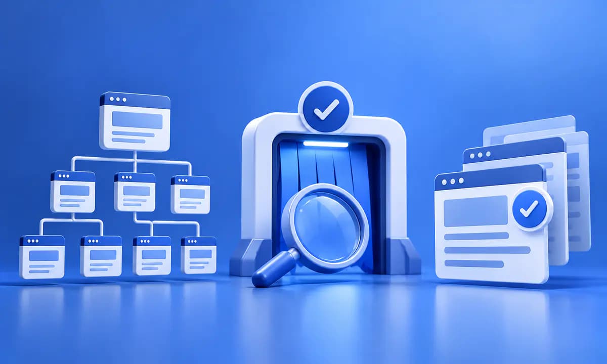 Arborescence, accès au robot et page canonique pour les trois contrôles techniques.