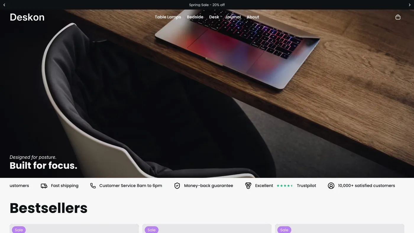 Page d'accueil du site de Deskon