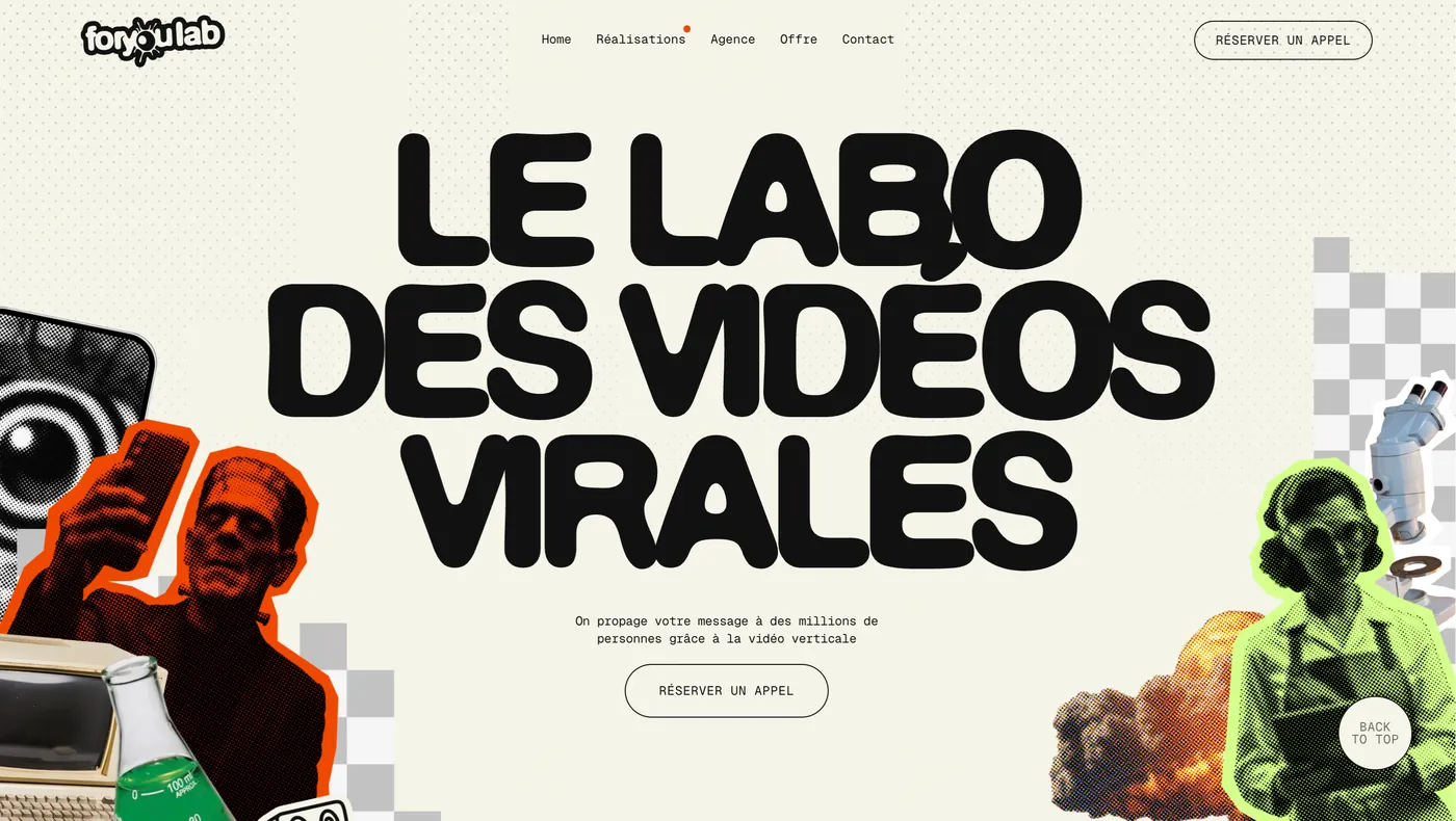 Page d'accueil du site de ForYou Lab