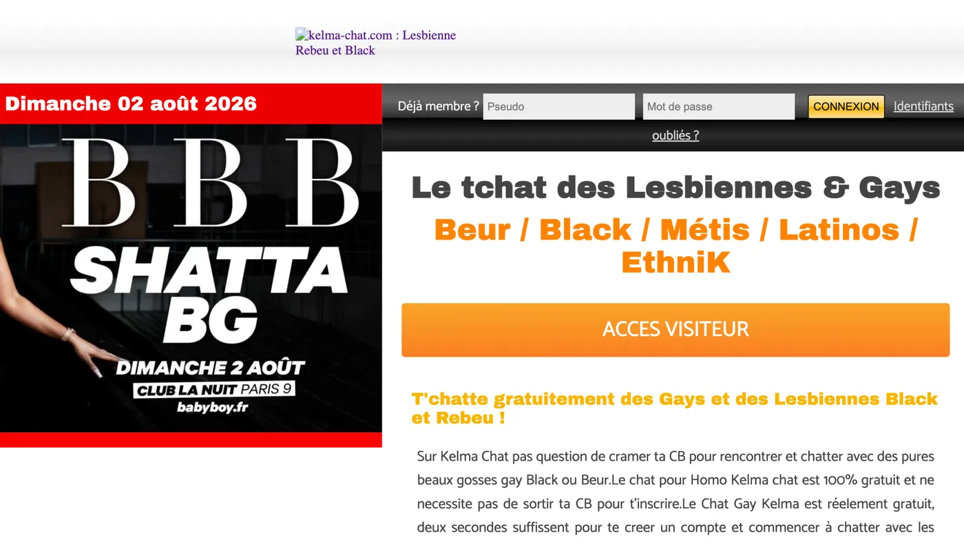 Page d'accueil du site de Kelma