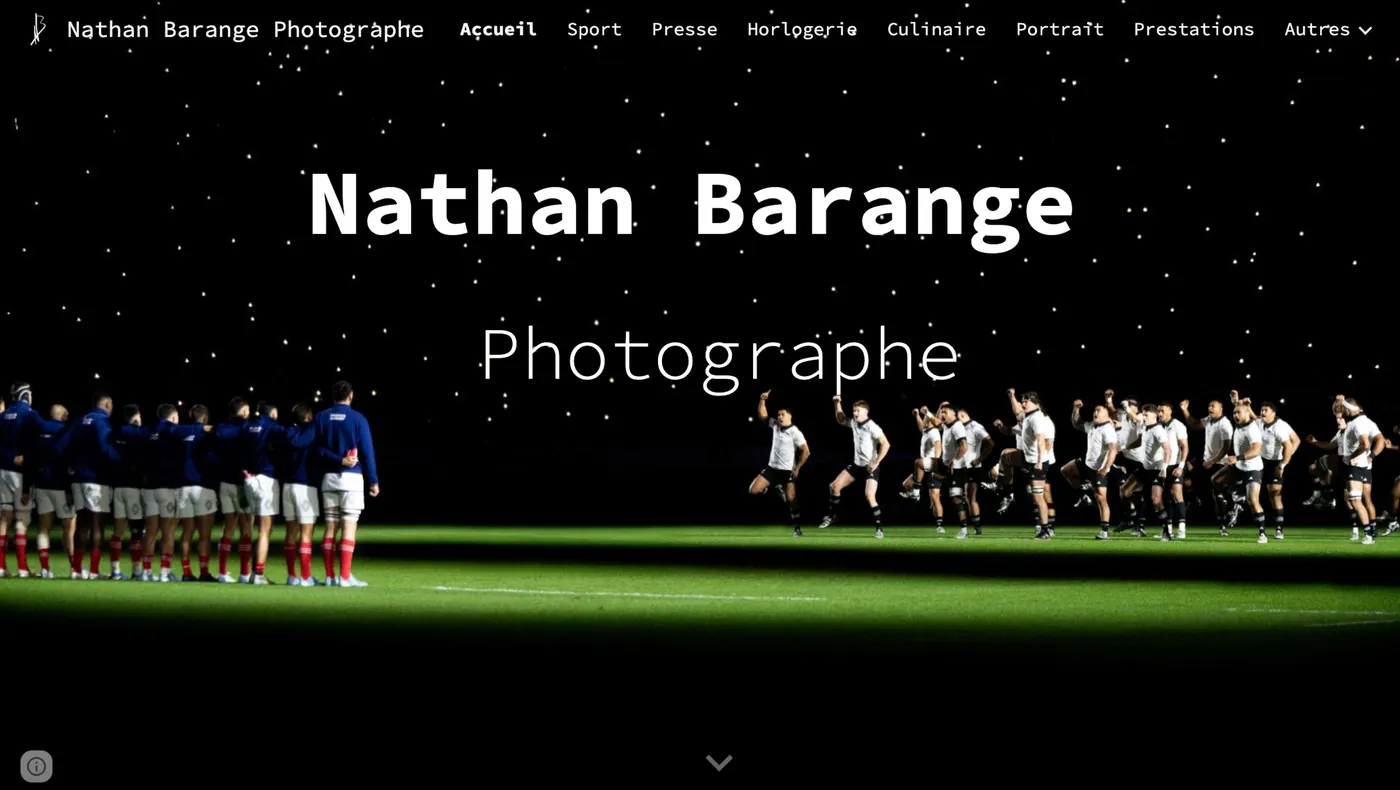 Page d'accueil du site de Nathan Barange