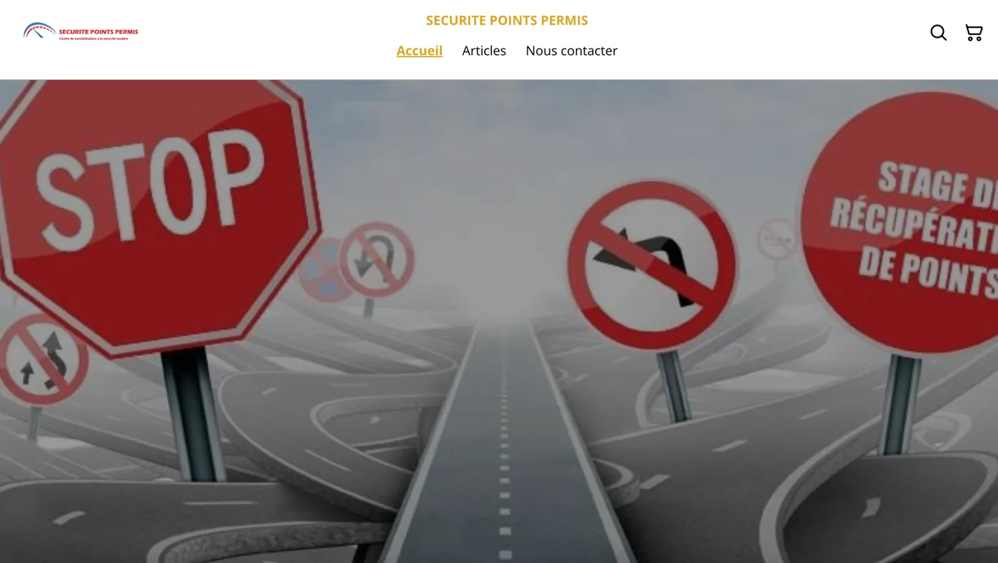 Page d'accueil du site de Sécurité Points Permis