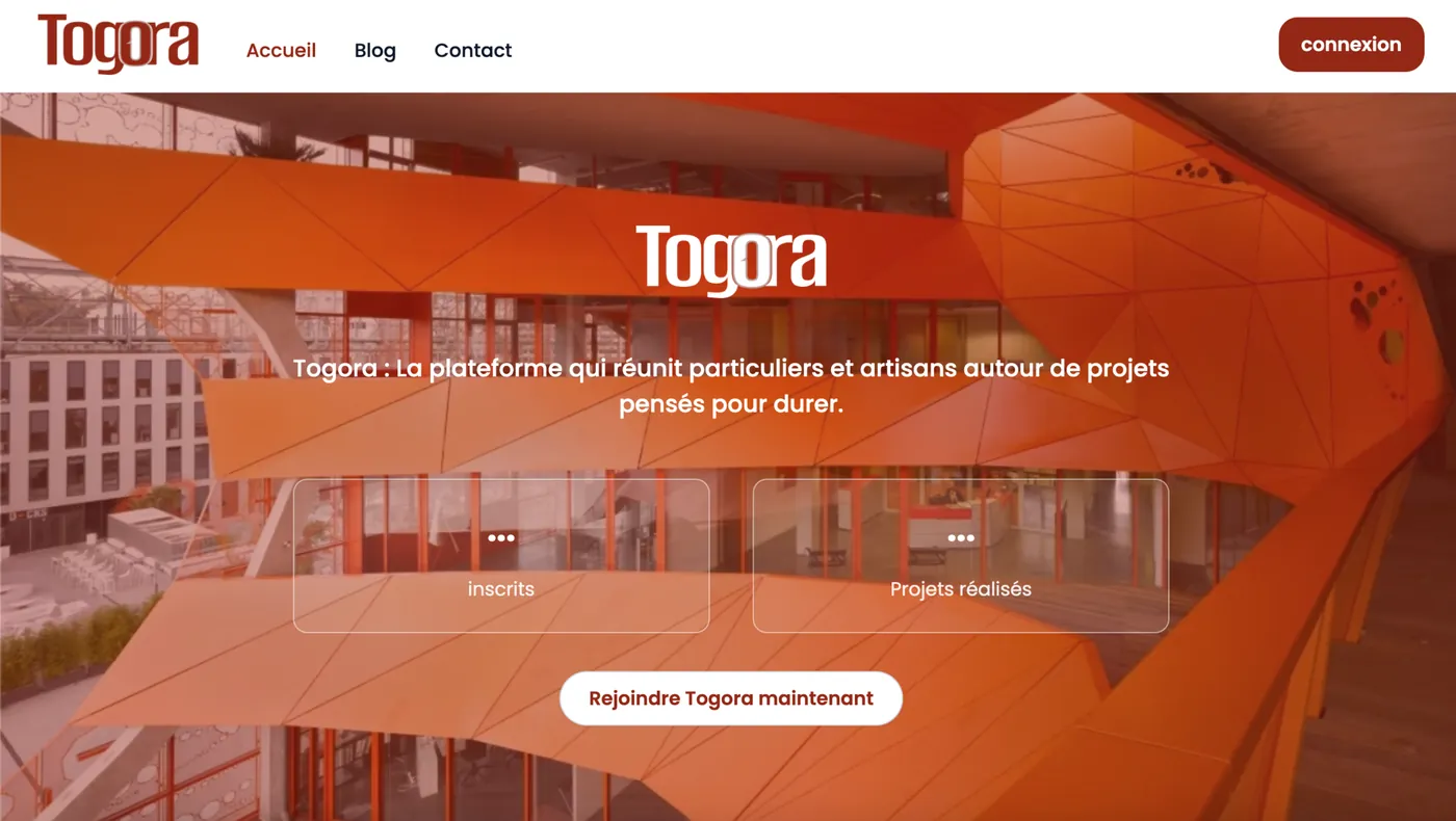 Page d'accueil du site de Togora