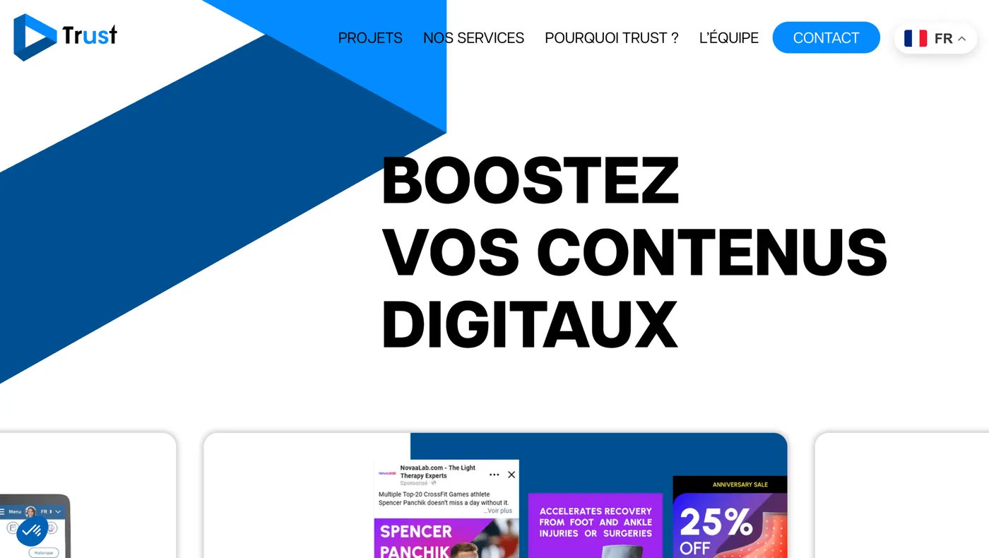Page d'accueil du site de Trust Studio